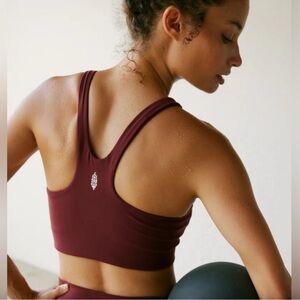 Free People FP Movement Never Better Square Neck Sports Bra Womens S Dark Red